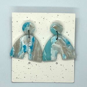 Blue Marble Polymer Clay Earrings